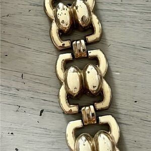 Shabby Chic Gold and White Chunky Statement Chain Bracelet